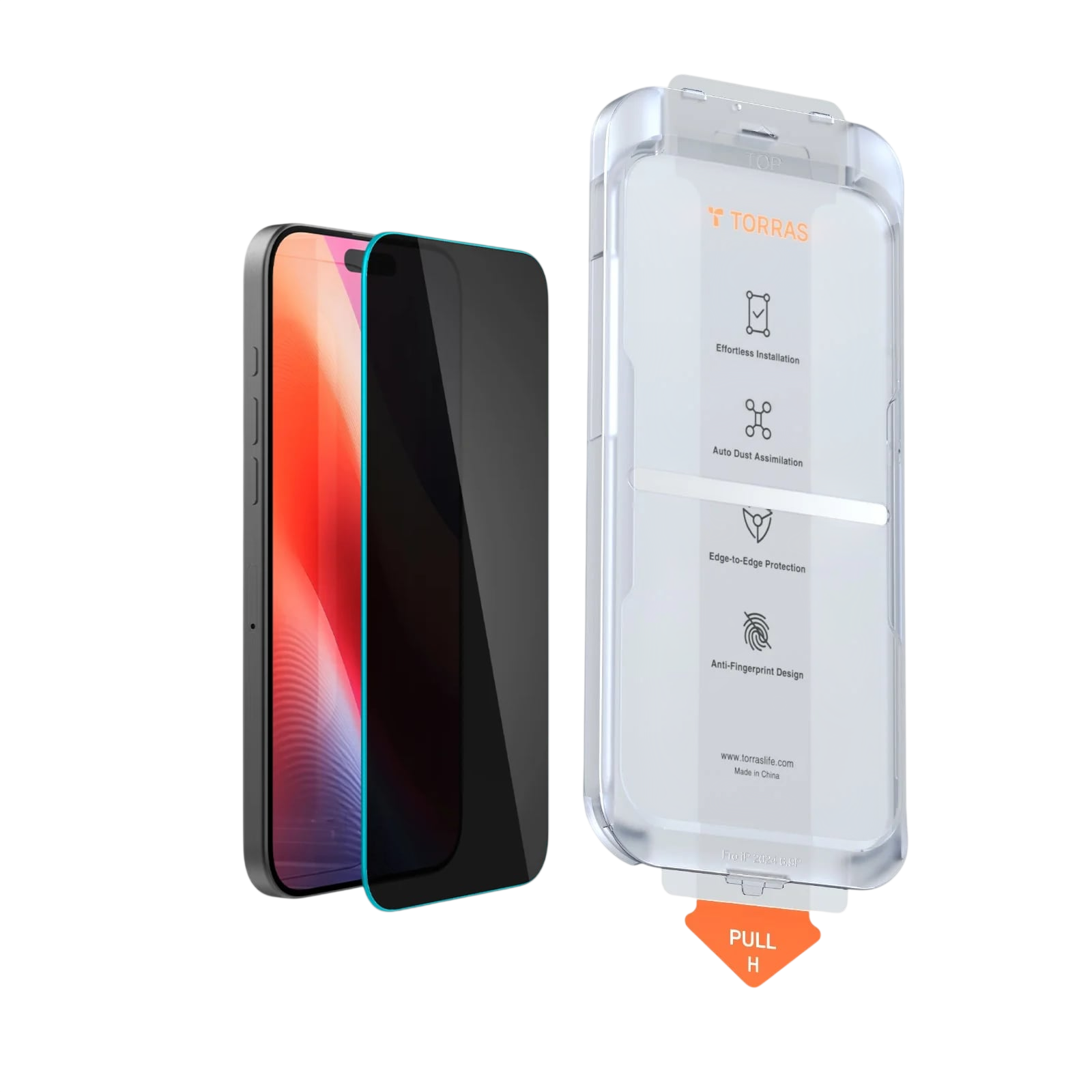 واقي شاشة الخصوصية TORRAS GlassGo لهاتف iPhone 16 Plus - عبوة واحدة