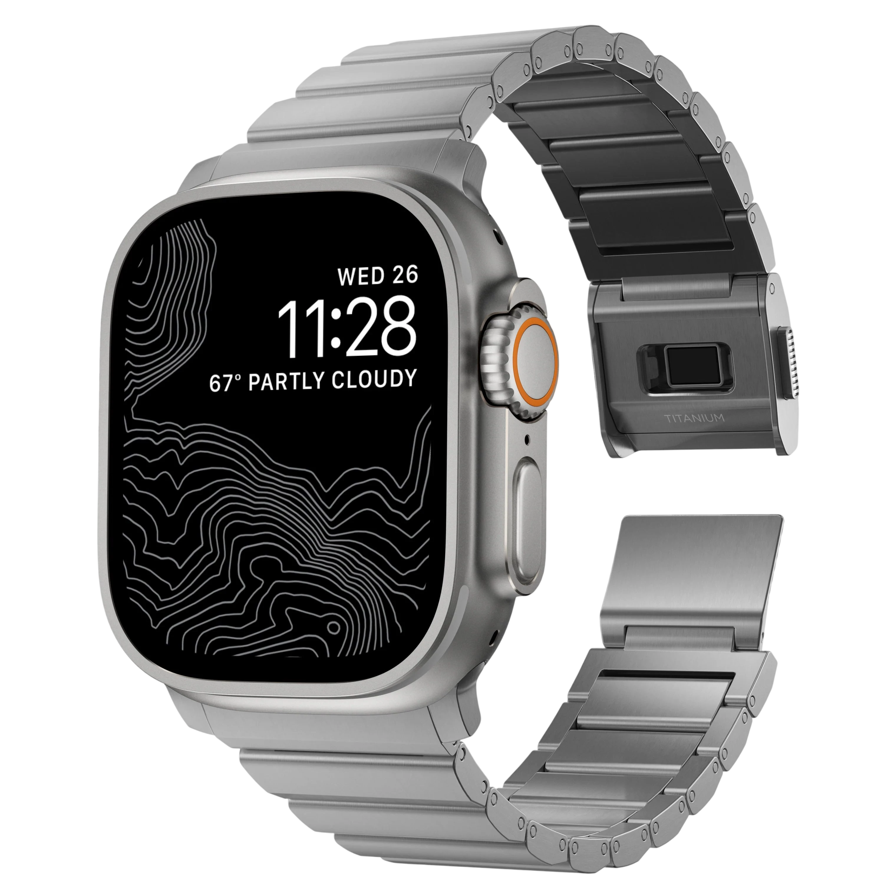 سوار التيتانيوم من الأجهزة الطبيعية من نوماد لساعة أبل 49 ملم / 46 ملم