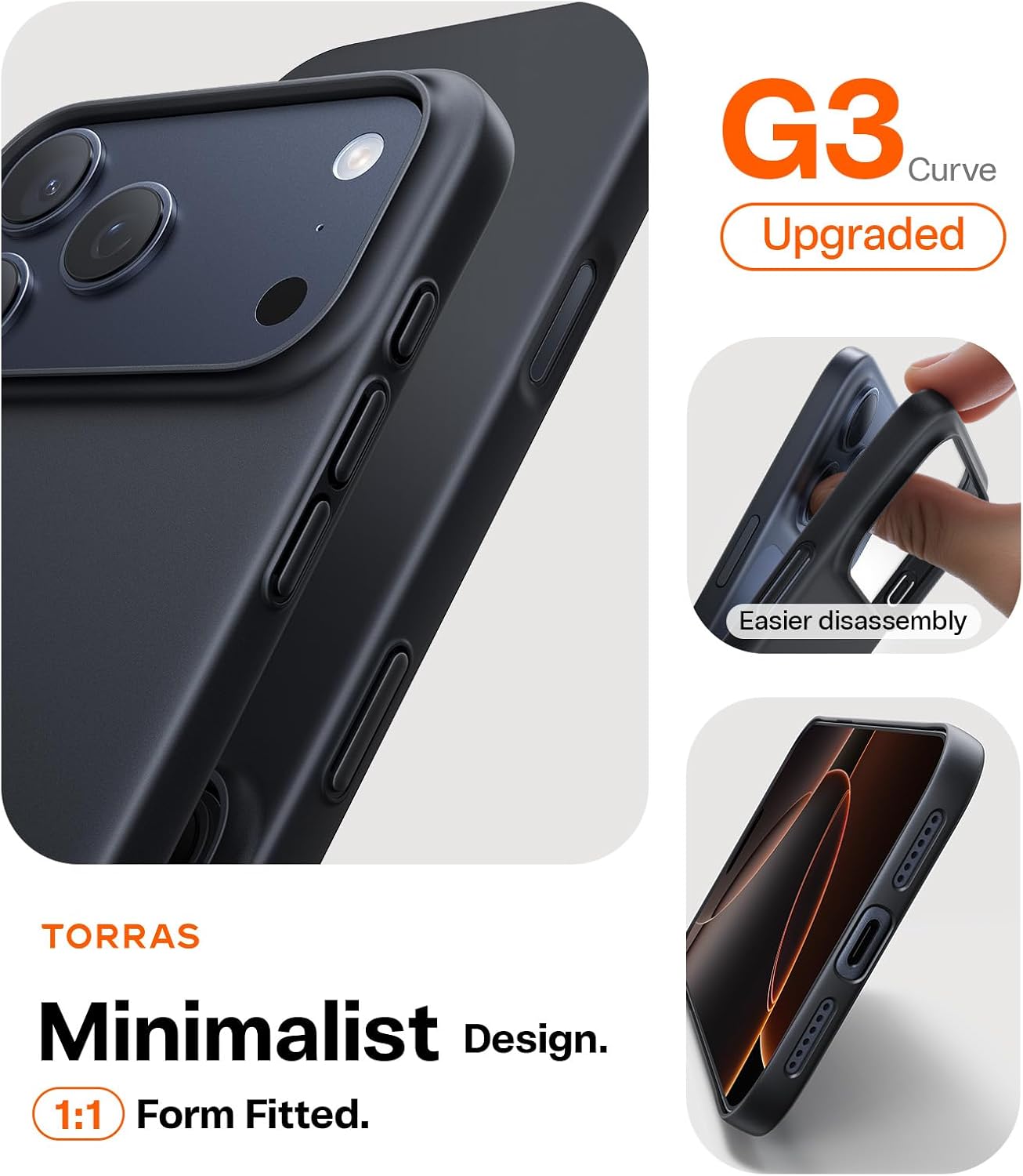 TORRAS SlimFit MagSafe Black Case for iPhone 17 Pro Max / 17 Pro / Air / 17