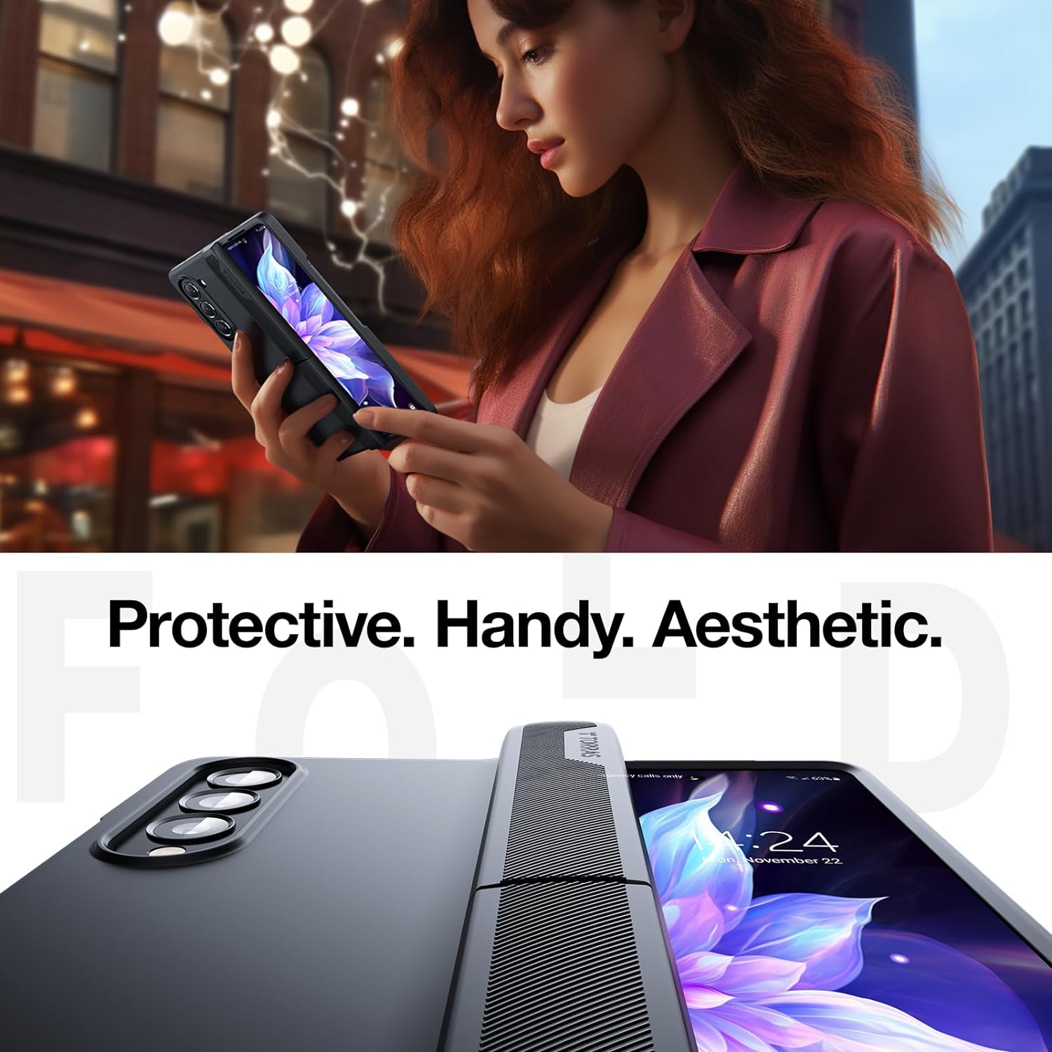 حافظة توراس Armor Stand لـ Galaxy Z Fold 6 بحماية المفصلة بمعيار عسكري MIL
