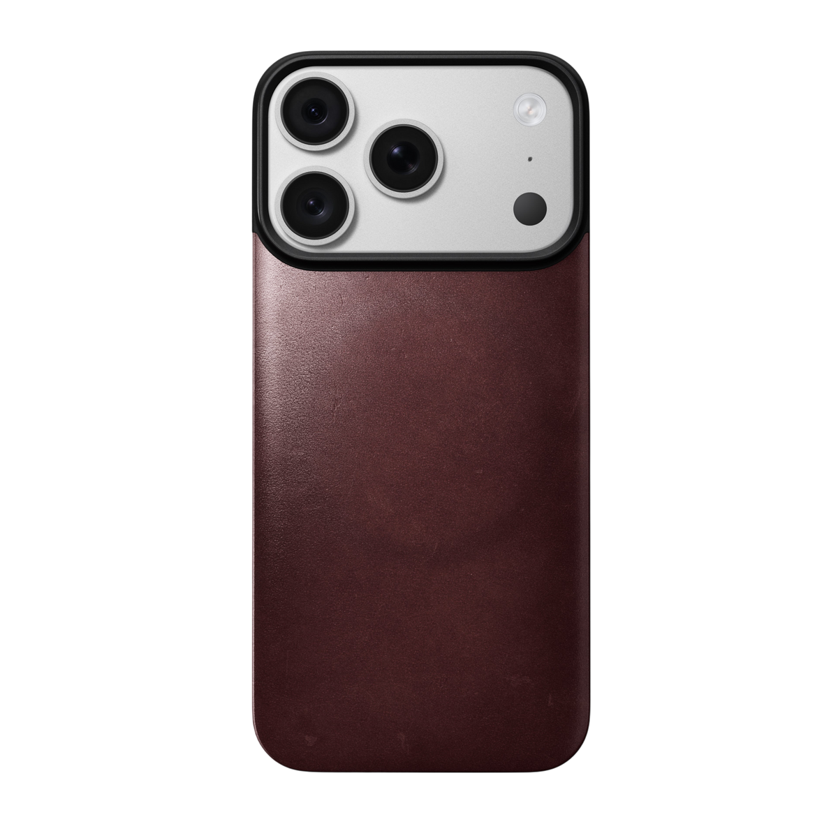 Nomad Mag Leather Back for iPhone 18 Pro - Burgundy Chromexcel (Horween Leather), view 2 #color_burgundy-chromexcel-horween-leather