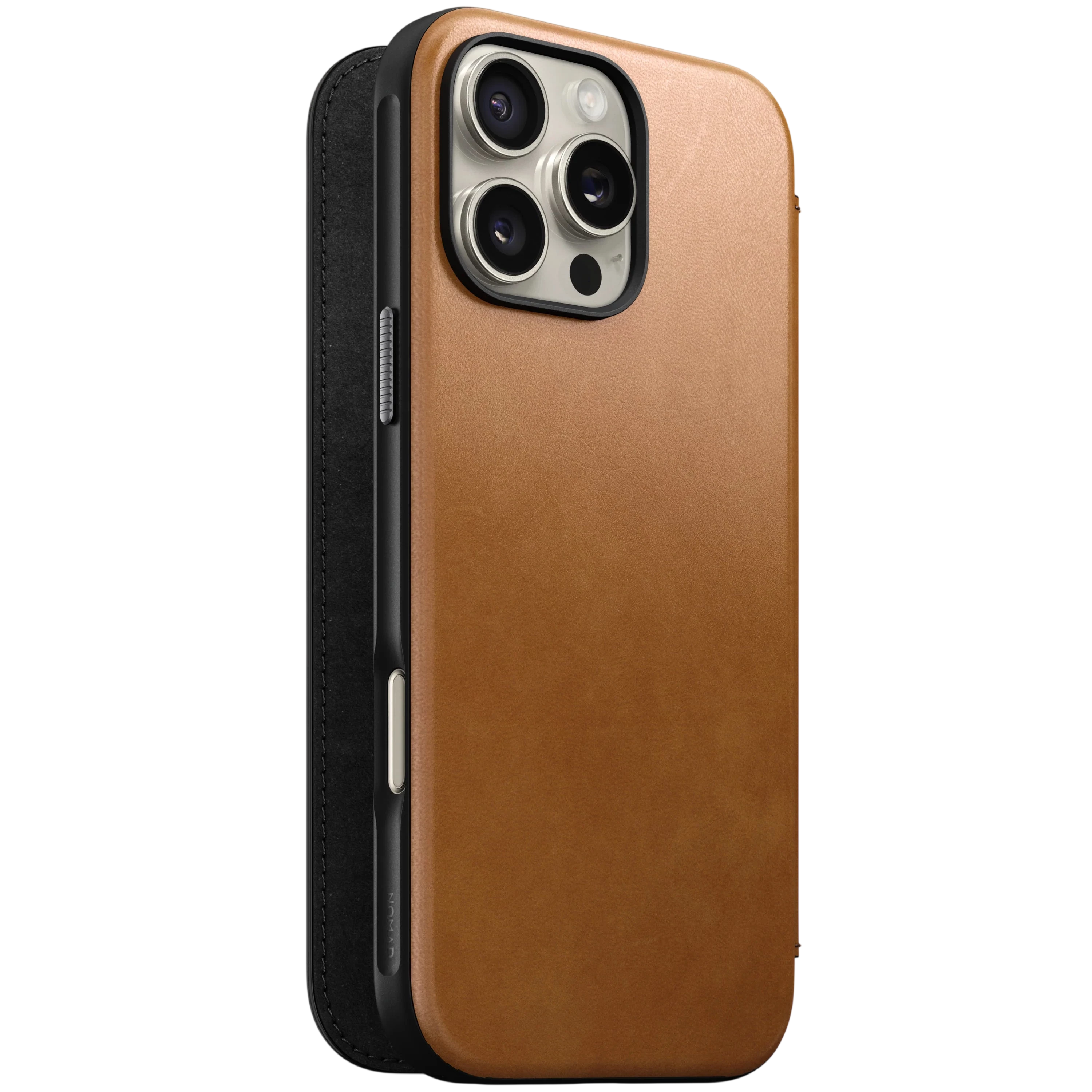 Nomad Modern Leather Folio Case for iPhone 16 Pro Max - English Tan