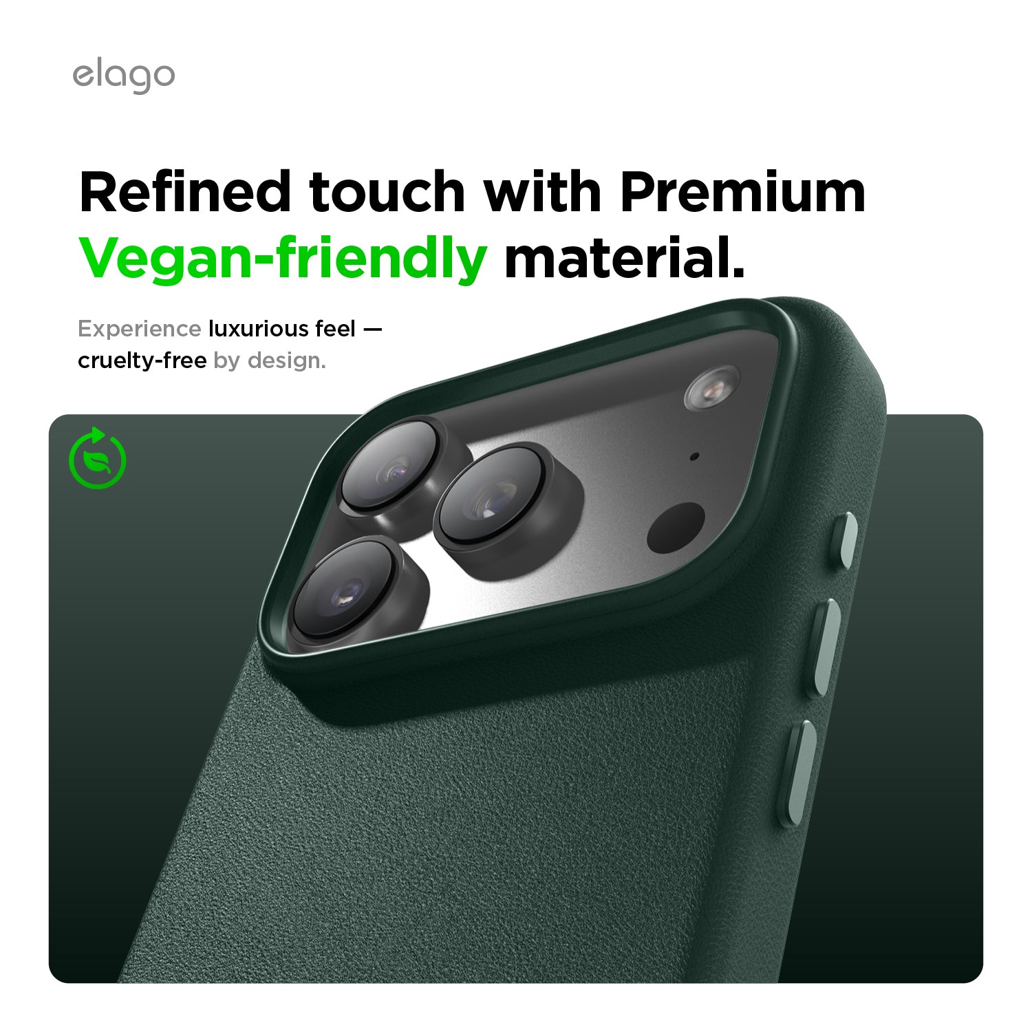 Elago MagLeather Case for iPhone 17 Pro / iPhone 18 Pro - Midnight Green