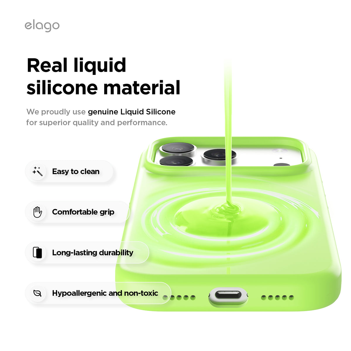 Elago Mag Silicone Case for iPhone 17 Pro / iPhone 18 Pro - Lime Green