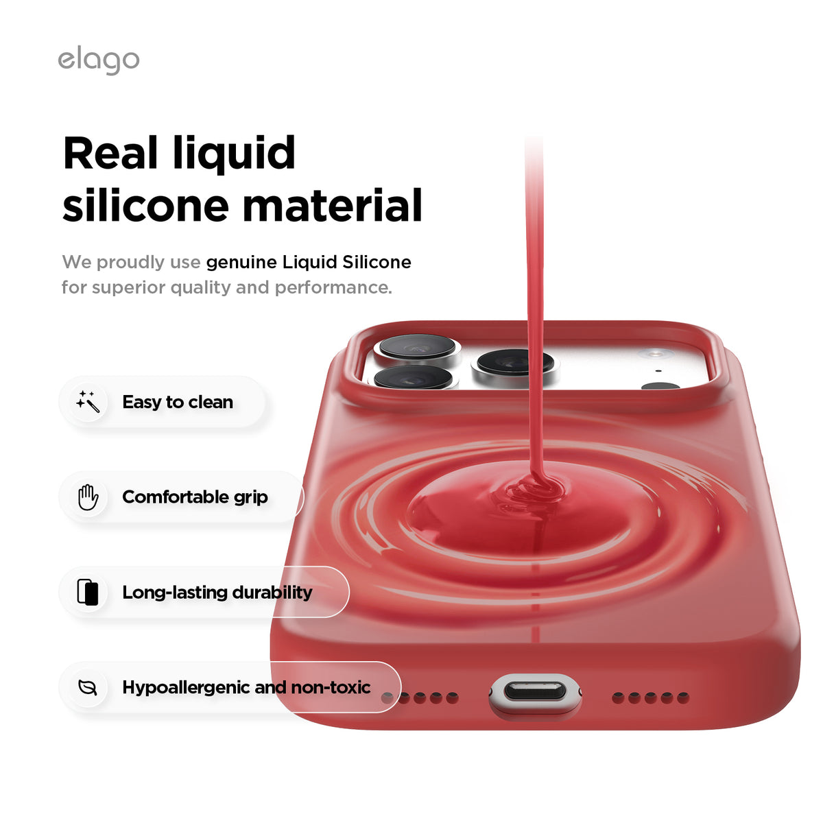 Elago Mag Silicone Case for iPhone 17 Pro / iPhone 18 Pro - Red