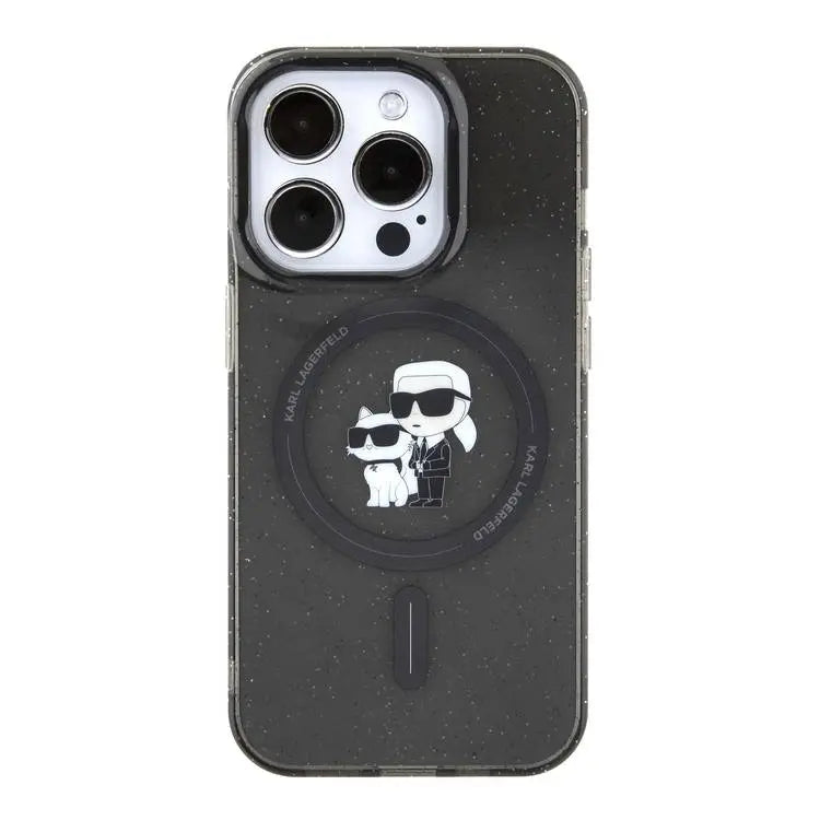 KARL LAGERFELD Magsafe IML Glitter Hard Case with Karl & Choupette Logo for iPhone 16 Pro Max, Slim Profile, Easy Snap-On KARL LAGERFELD Magsafe IML Glitter Hard Case with Karl & Choupette Logo for iPhone 16 Pro Max, Slim Profile, Easy Snap-On