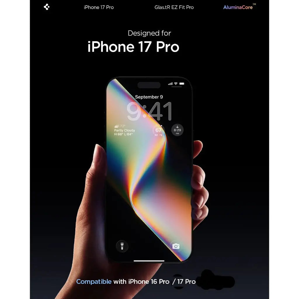 واقي شاشة سبيجن الخصوصية لآيفون 17 برو – Glas.tR EZ Fit Pro HD (عبوة فردية)