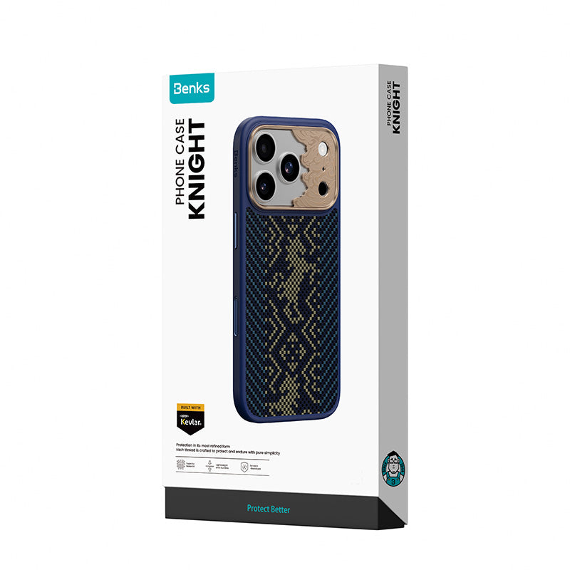 Benks Knight Pro Case built with Kevlar® for iPhone 18 Pro Max - Navy Blue retail packaging