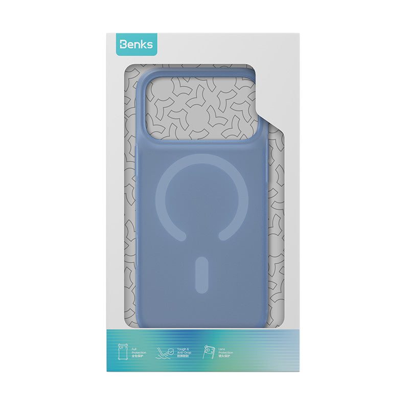 Benks Lucid Armor Phone Case for iPhone 18 Pro & iPhone 17 Series (17 / Pro / Pro Max / Air) - Light Blue retail packaging