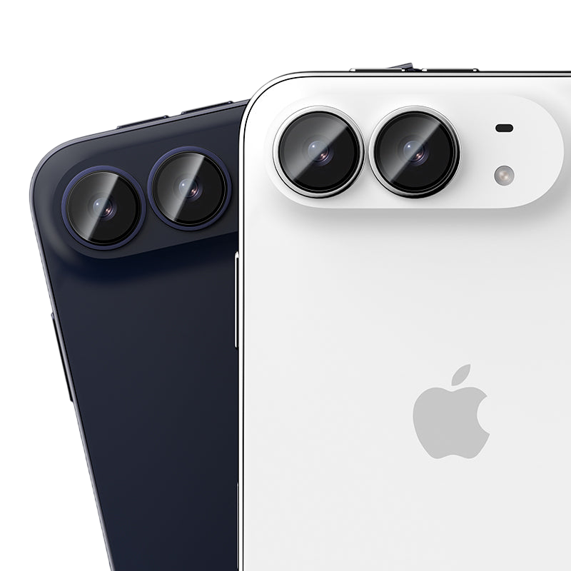 Benks OmniWarrior AR Lens Protector for iPhone Duo - Silver and Blue metal rings on iPhone Duo