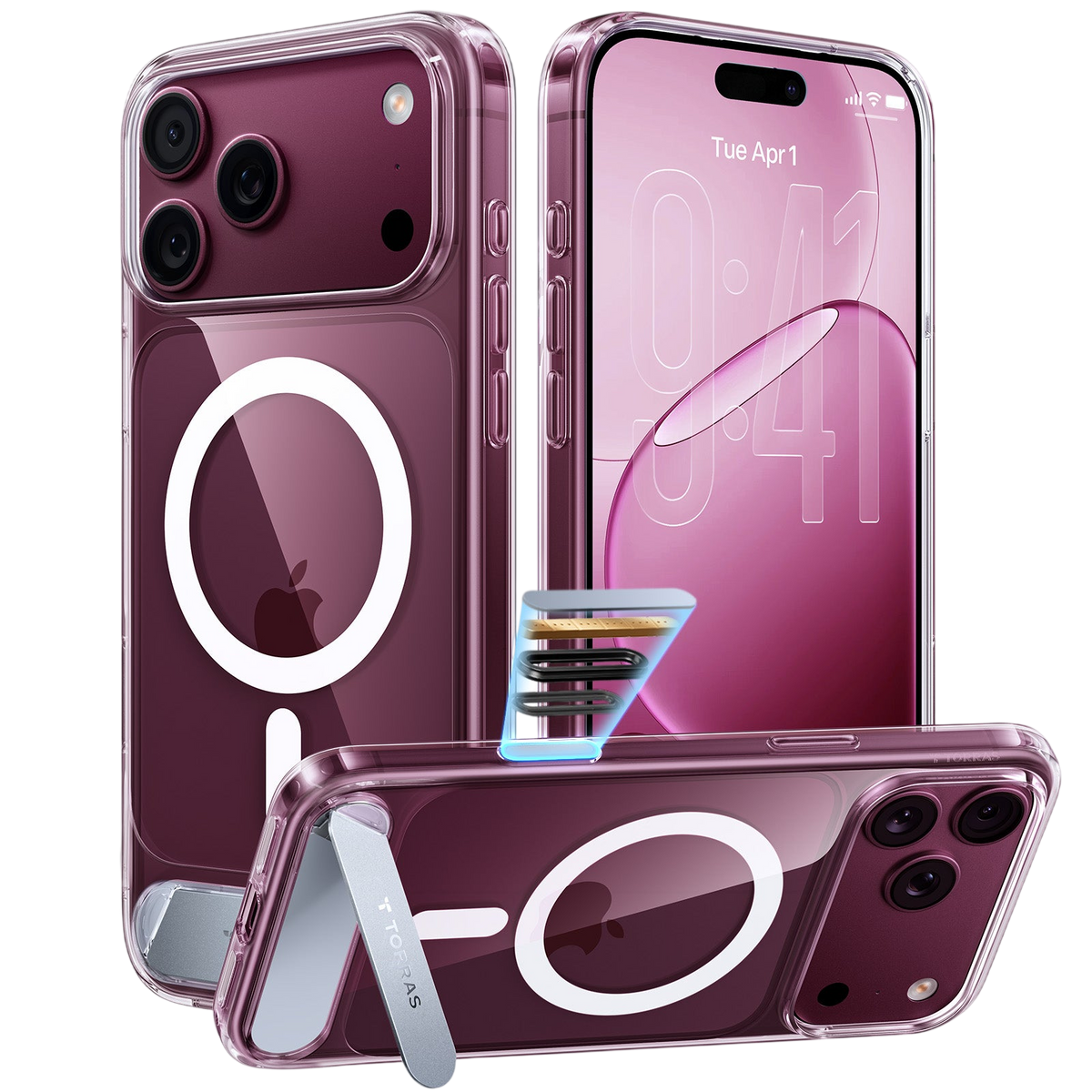Torras Ostand L1 Case for iPhone 17 Pro Max / iPhone 18 Pro Max - Clear