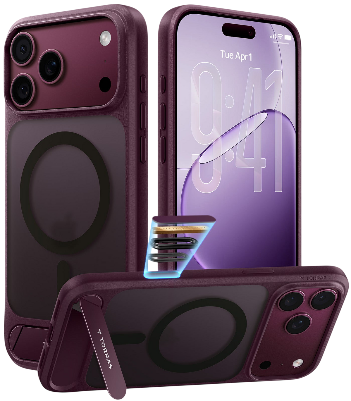 Torras Ostand L1 Case for iPhone 17 Pro Max / iPhone 18 Pro Max - Purple