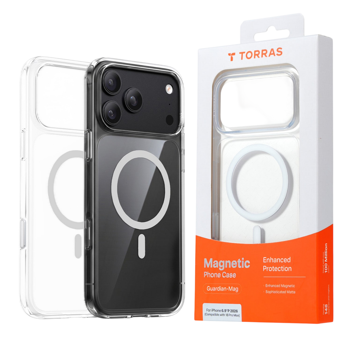 Torras Guardian-Mag Case for iPhone 17 Pro / iPhone 18 Pro - Clear