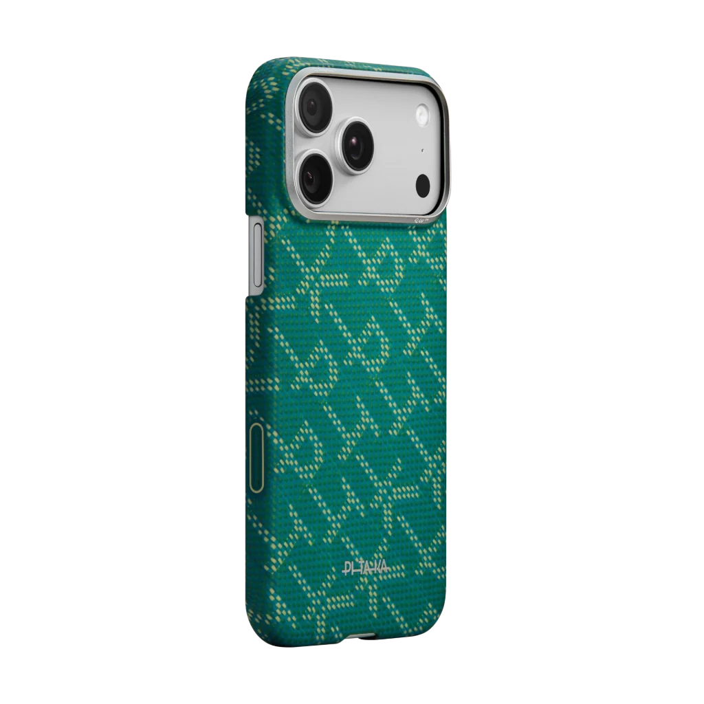 #PTK Leaping - Gold/Green_pitaka-monogram-ultra-slim-case-for-iphone-17-pro