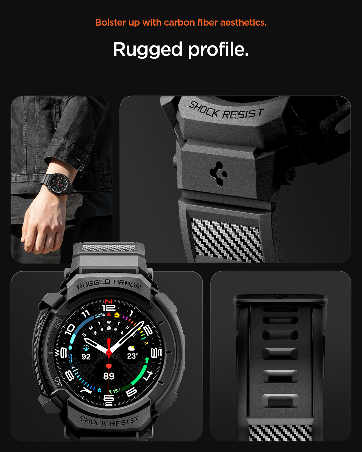 حزام + غلاف Spigen Rugged Armor Pro لسامسونج جالاكسي ووتش 8 كلاسيك