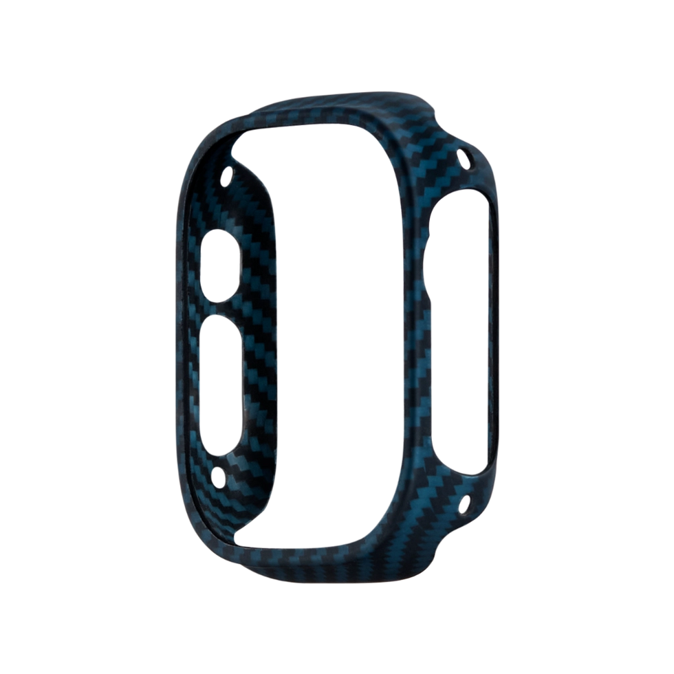 حافظة Pitaka Air لساعة Apple Ultra 2 / Ultra 1 - أسود/أزرق (نسيج قطني طويل)