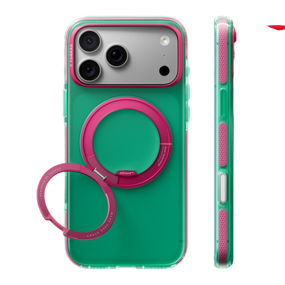 Torras Ostand O3 Hue Case for iPhone 18 Pro Max - Green & Pink 