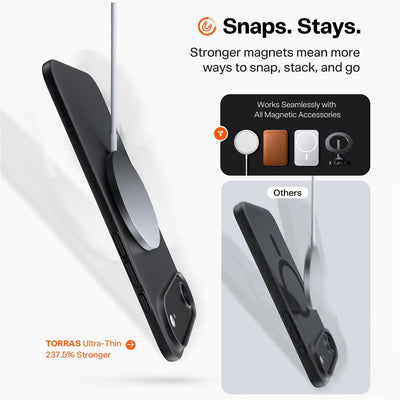غلاف TORRAS SlimFit MagSafe الأسود لهاتف iPhone 17 Pro Max / 17 Pro / Air / 17