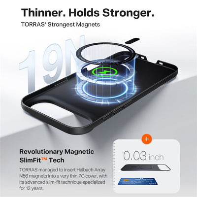 غلاف TORRAS SlimFit MagSafe الأسود لهاتف iPhone 17 Pro Max / 17 Pro / Air / 17