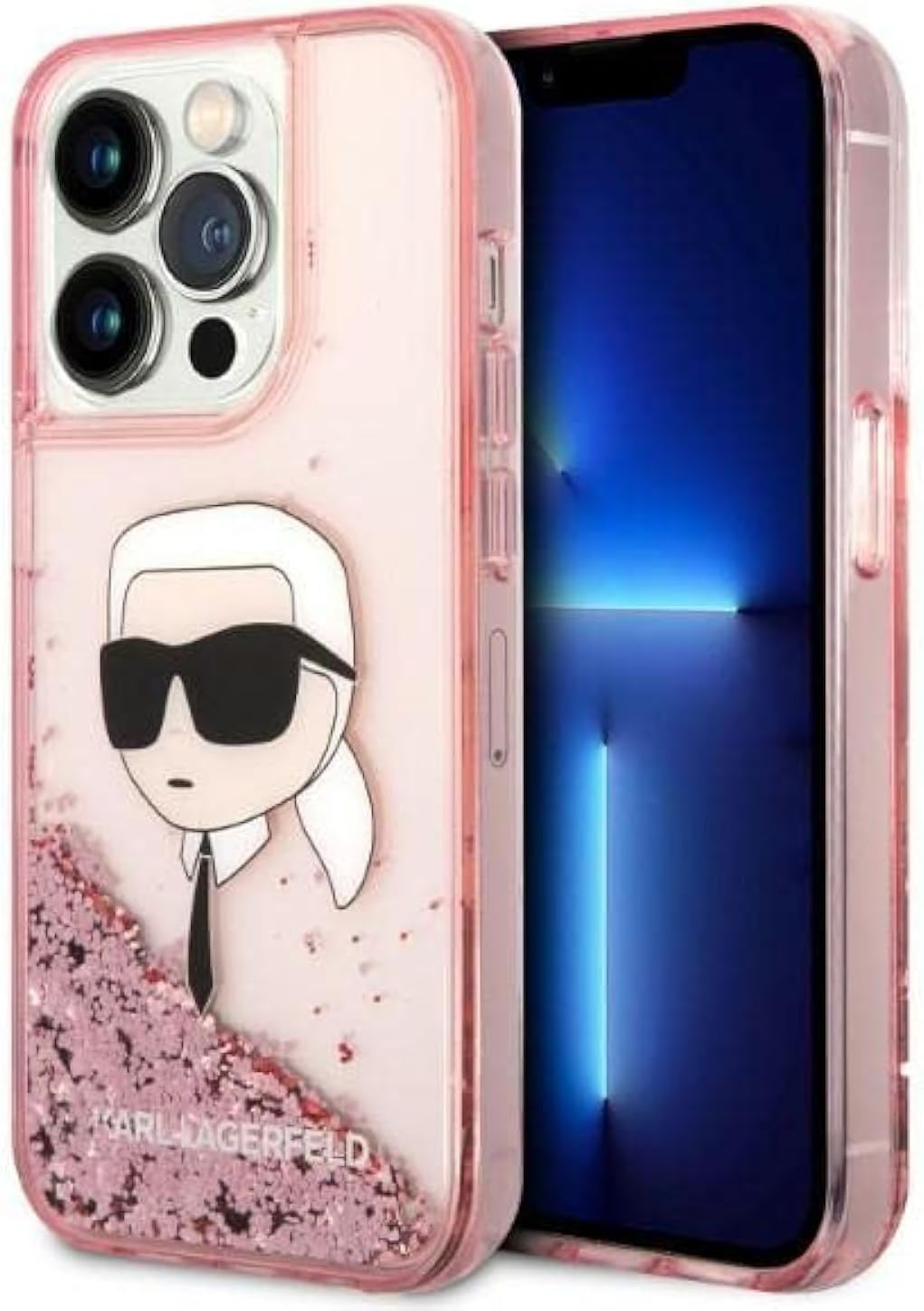 Karl Lagerfeld Liquid Glitter NFT Karl's Head Hard Case for iPhone 16 Pro Max - Pink