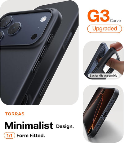 غلاف TORRAS SlimFit MagSafe الأسود لهاتف iPhone 17 Pro Max / 17 Pro / Air / 17