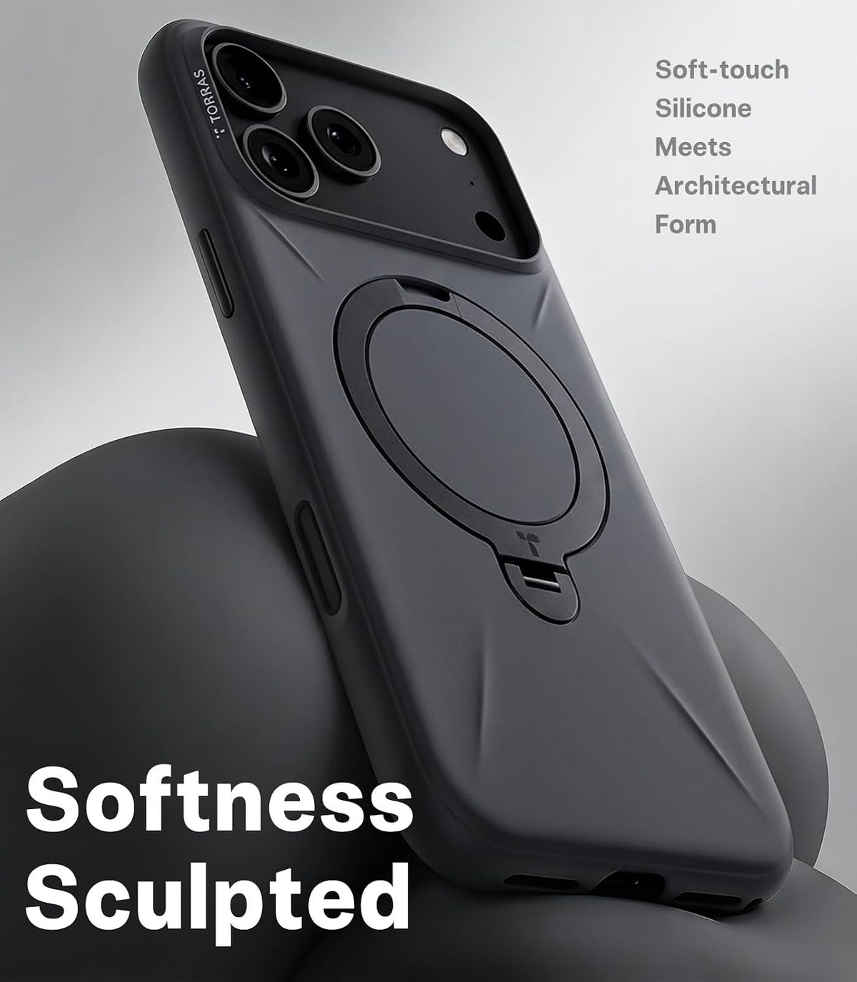 Torras Ostand Q3 Silicone Case for iPhone 18 Pro Max - Grey 