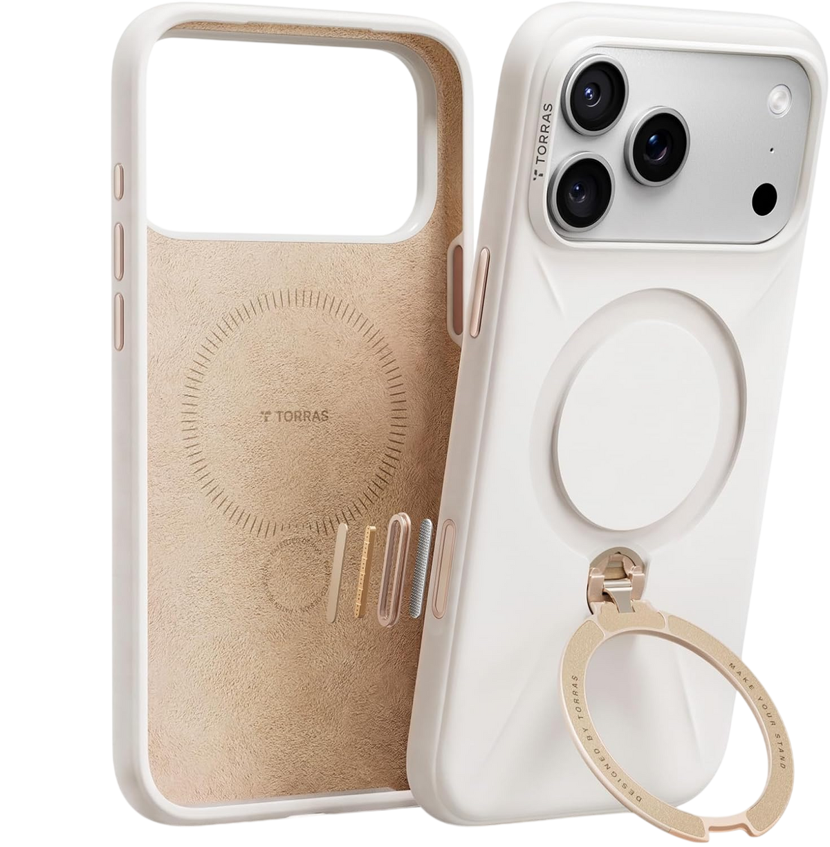 Torras Ostand Q3 Silicone Case for iPhone 18 Pro Max - White 