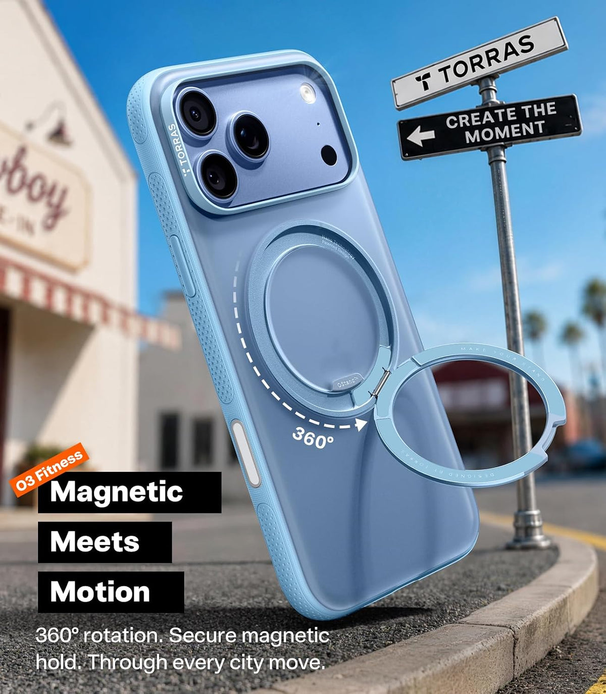 Torras Ostand O3 Light Case for iPhone 18 Pro - Blue #color_blue