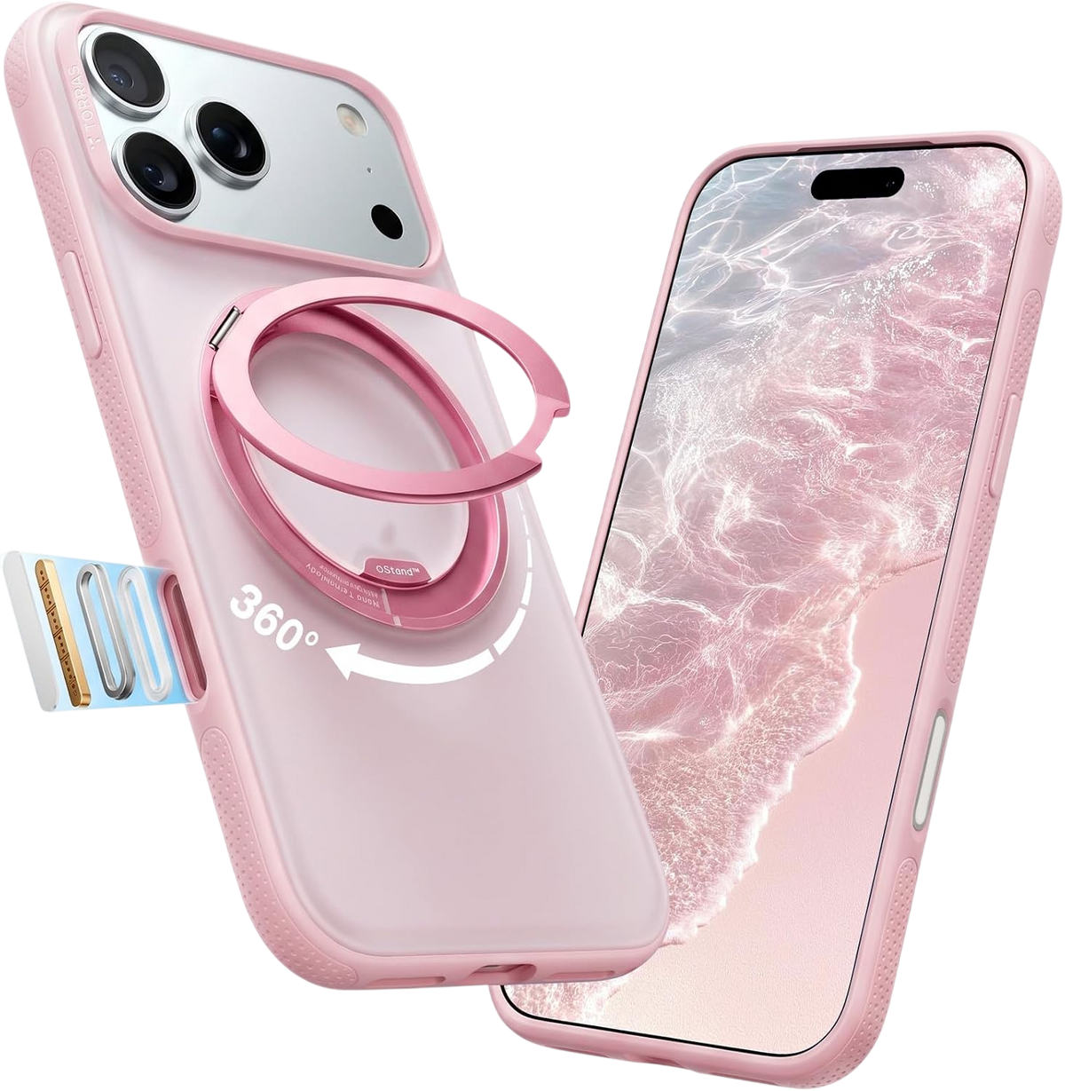 Torras Ostand O3 Light Case for iPhone 18 Pro - Pink 