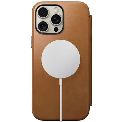 Nomad Modern Leather Folio Case for iPhone 16 Pro Max - English Tan