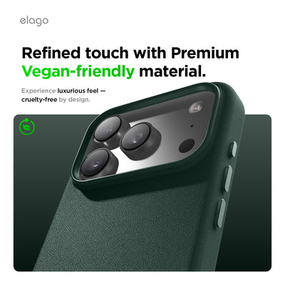 Elago MagLeather Case for iPhone 17 Pro / iPhone 18 Pro - Midnight Green 