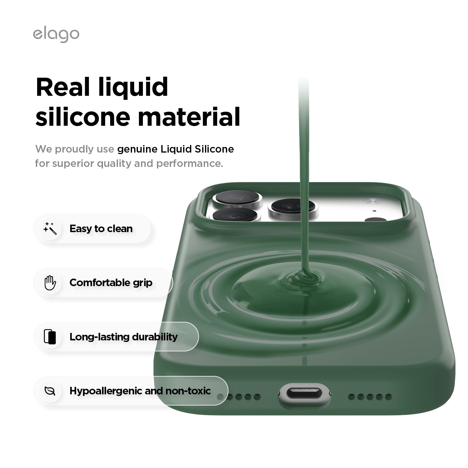 Elago Mag Silicone Case for iPhone 17 Pro / iPhone 18 Pro - Alpine Green 