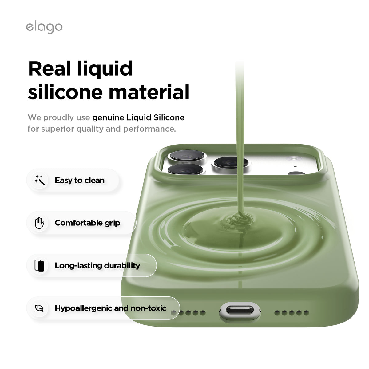 Elago Mag Silicone Case for iPhone 17 Pro / iPhone 18 Pro - Cedar Green 