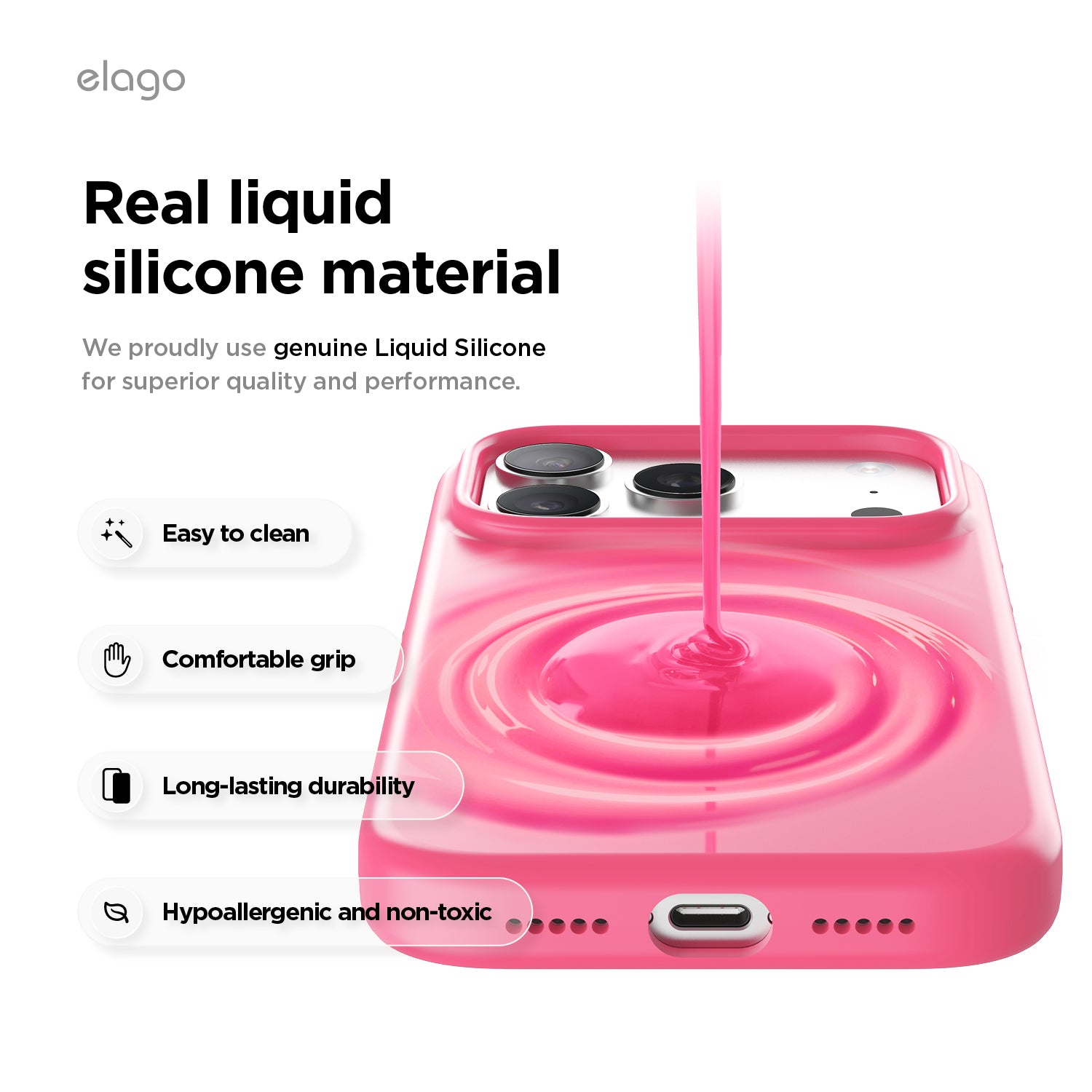 Elago Mag Silicone Case for iPhone 17 Pro / iPhone 18 Pro - Ice Red 