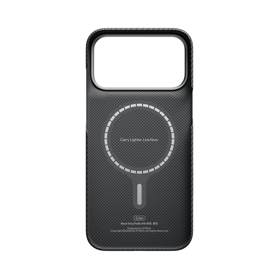 PITAKA Classic Edge Case 600D Black/Grey Twill - back view