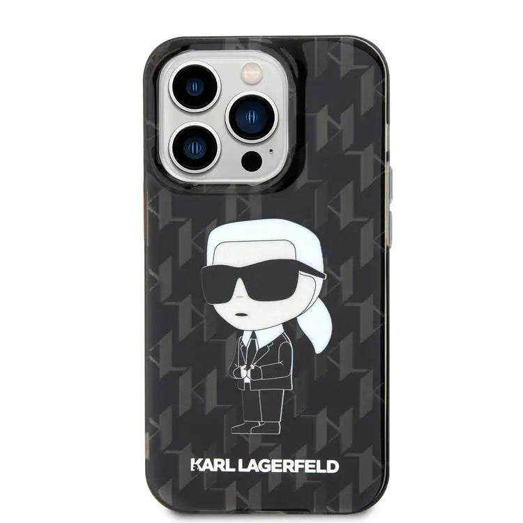 جراب Karl Lagerfeld IML الصلب مع Ikonik Monogram لهاتف iPhone 16 Pro، ممتص للسقوط والصدمات، فتحات دقيقة للمنافذ والأزرار، تركيب سهل بالكبس