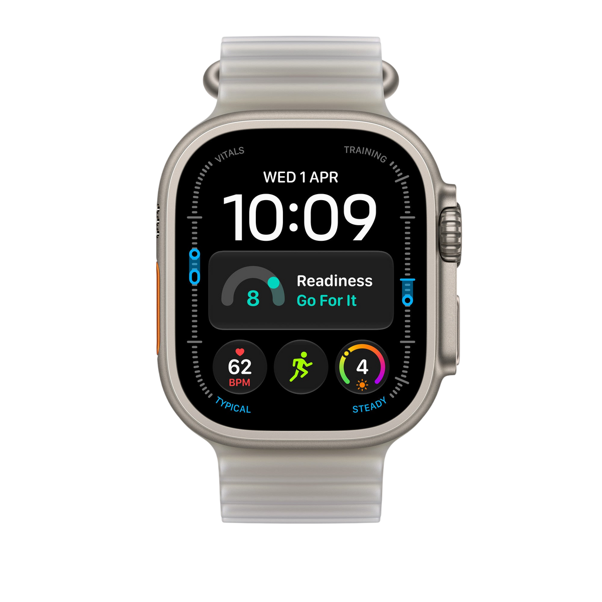 Apple Watch Ultra Ocean Band (49mm) - Translucent Grey (Natural Titanium) - alternate view 2 