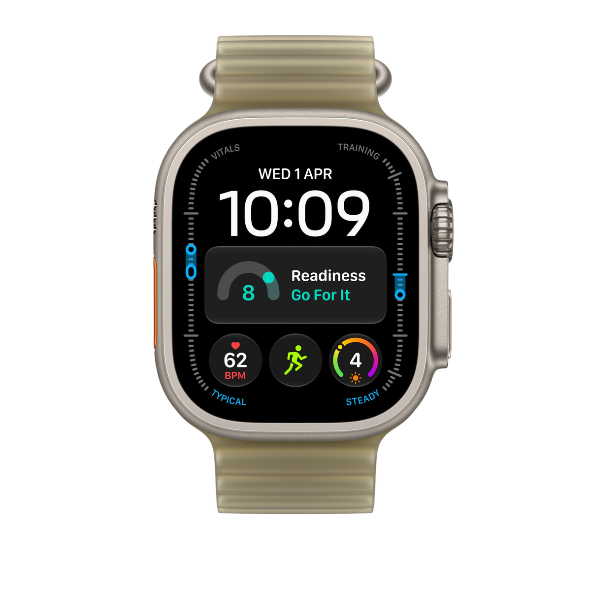 Apple Watch Ultra Ocean Band (49mm) - Translucent Kelp (Natural Titanium) - alternate view 2 
