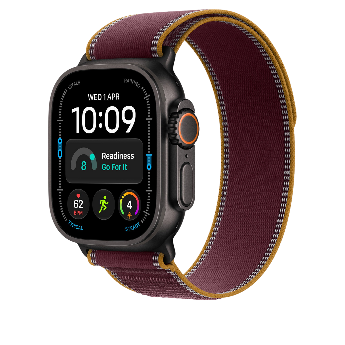 Apple Watch Ultra Trail Loop (49mm) - Burgundy (Black Titanium) - alternate view 1 