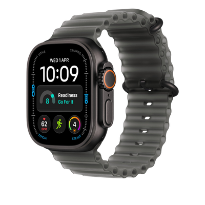 Apple Watch Ultra Ocean Band (49mm) - Translucent Black (Black Titanium) - alternate view 1 