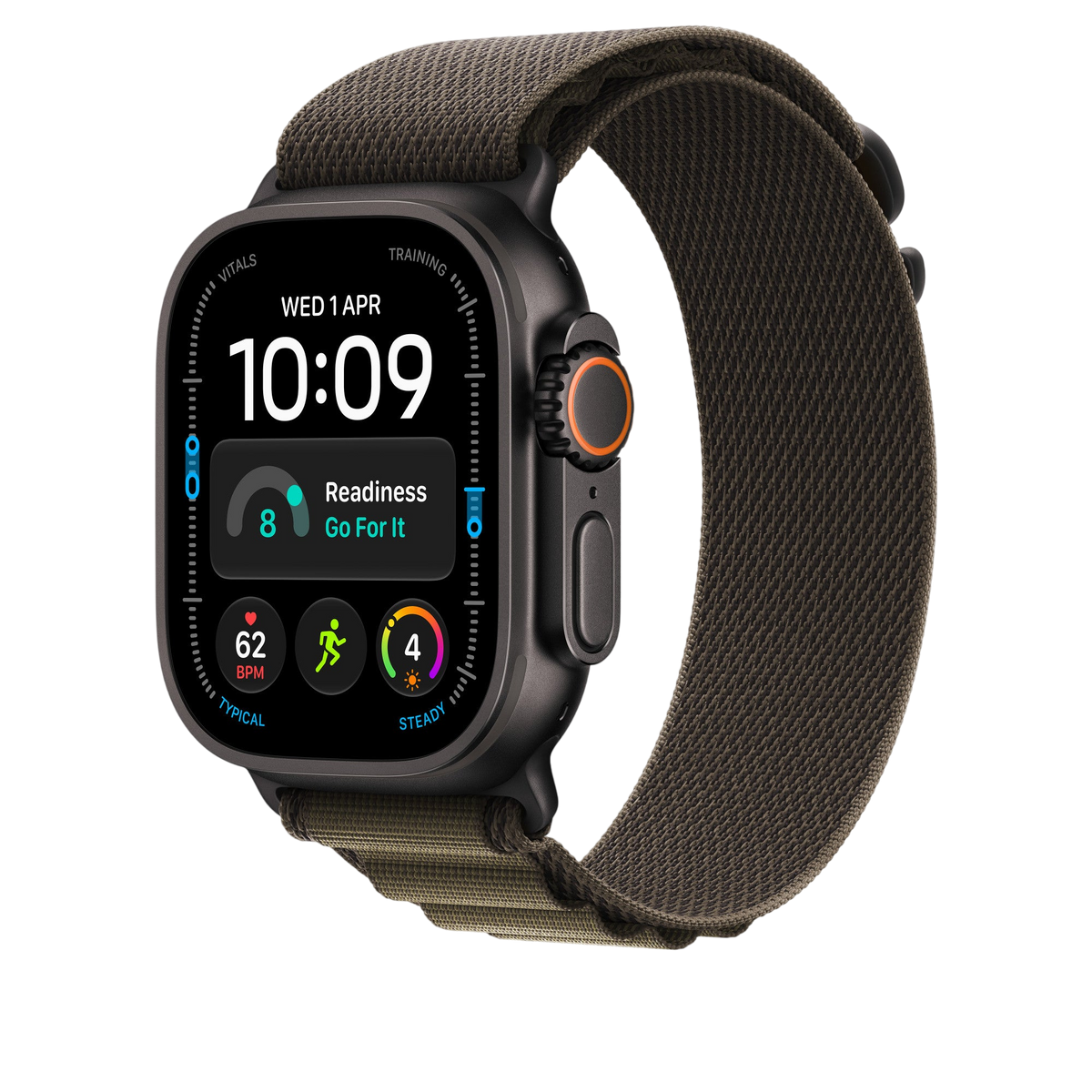 Apple Watch Ultra Alpine Loop (49mm) - Dark Olive (Black Titanium) - alternate view 1 