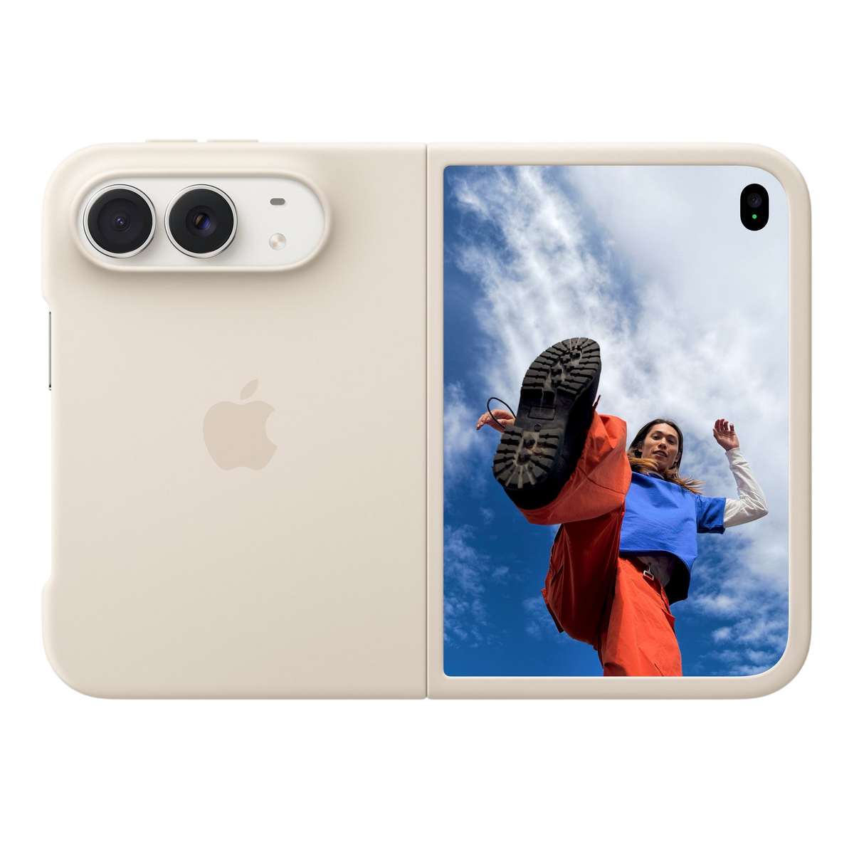 Apple iPhone Duo Case in Sand, unfolded back exterior 