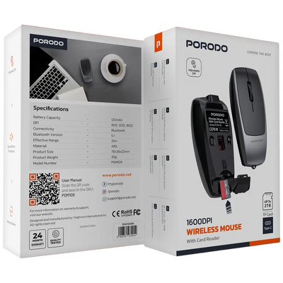 Porodo Wireless Mouse USB-C charging