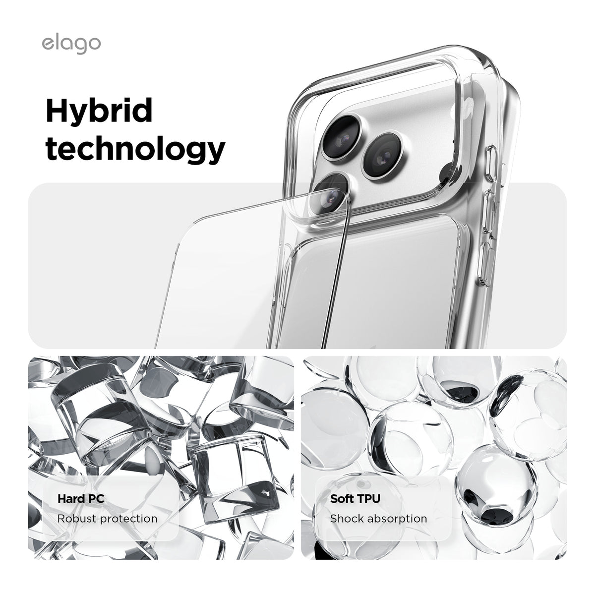 Elago Hybrid Clear Case for iPhone 17 Pro Max / iPhone 18 Pro Max