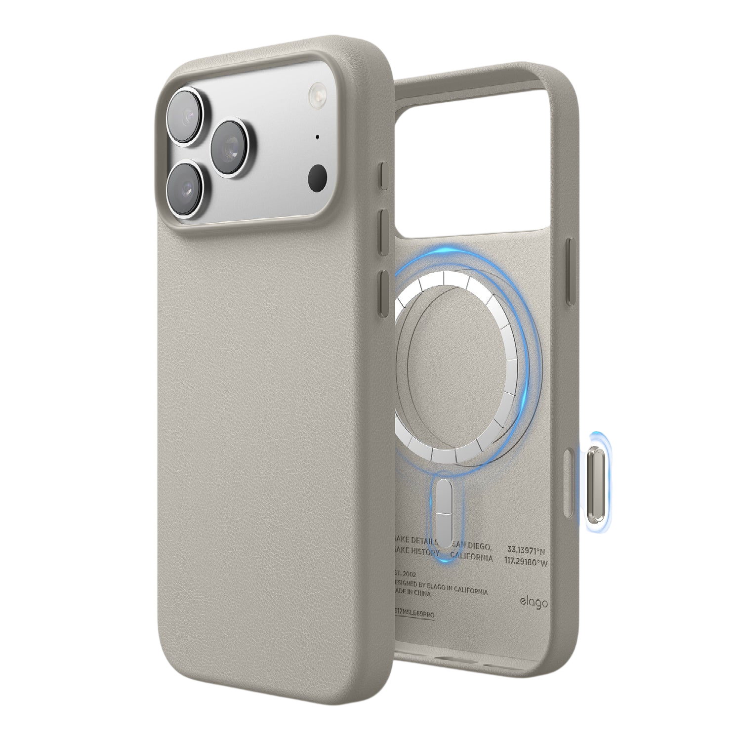 Elago MagLeather Case for iPhone 17 Pro Max / iPhone 18 Pro Max - Light Grey 