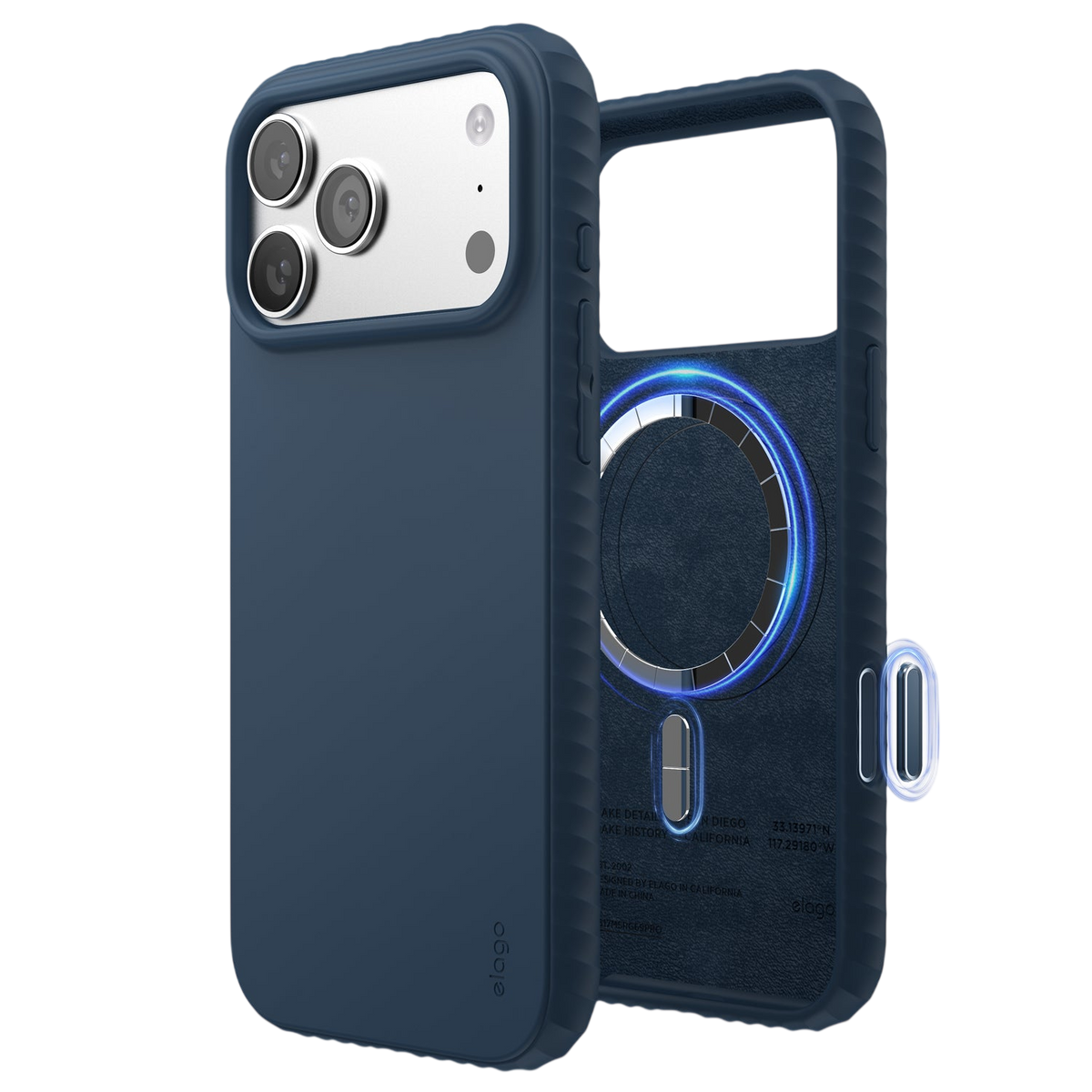 Elago MagRidge Silicone Case for iPhone 17 Pro Max / iPhone 18 Pro Max - Jean Indigo 