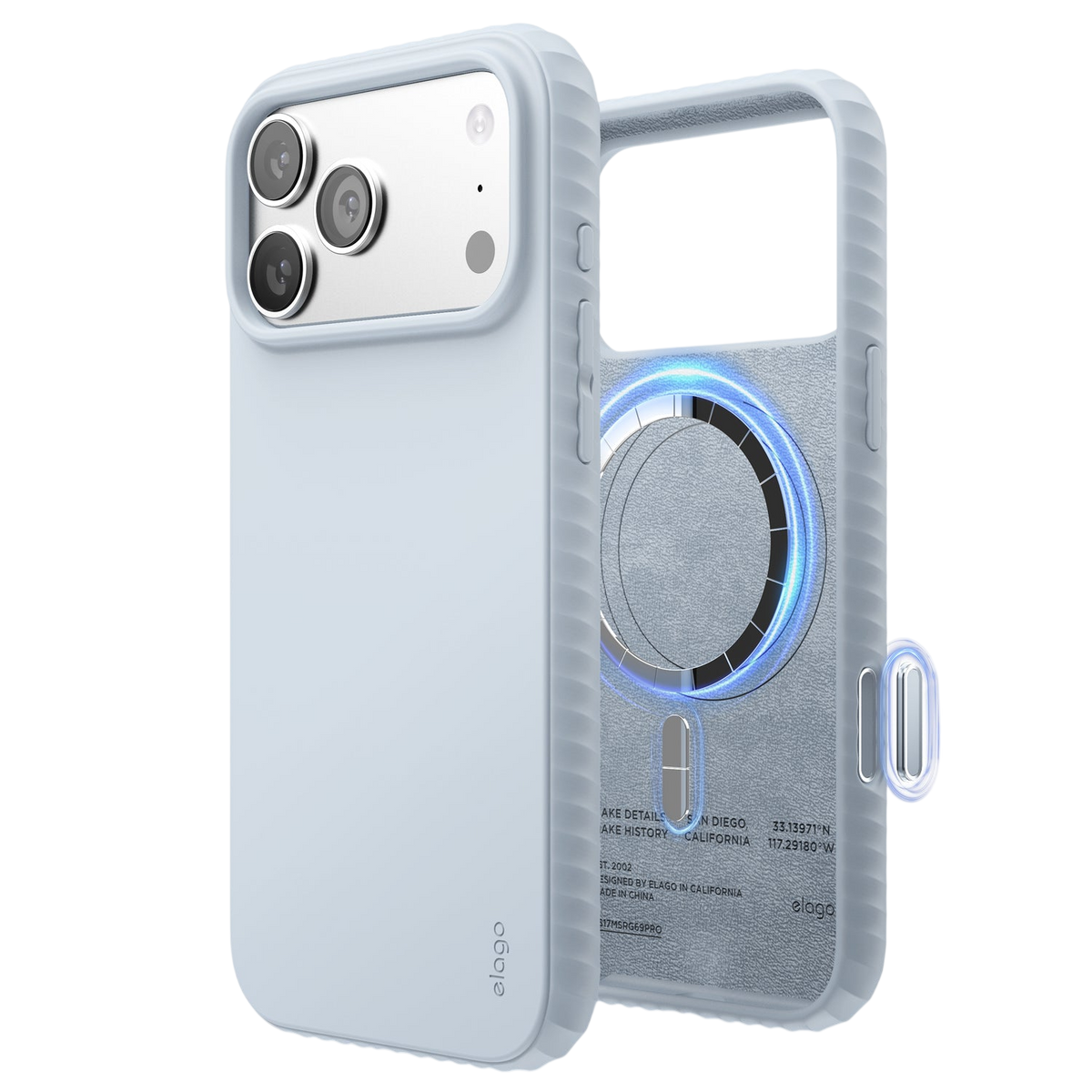 Elago MagRidge Silicone Case for iPhone 17 Pro Max / iPhone 18 Pro Max - Light Blue 