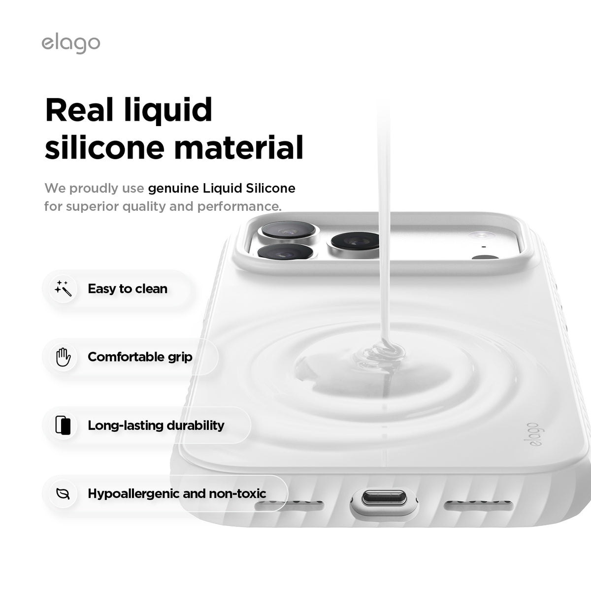 Elago MagRidge Silicone Case for iPhone 17 Pro Max / iPhone 18 Pro Max - White 