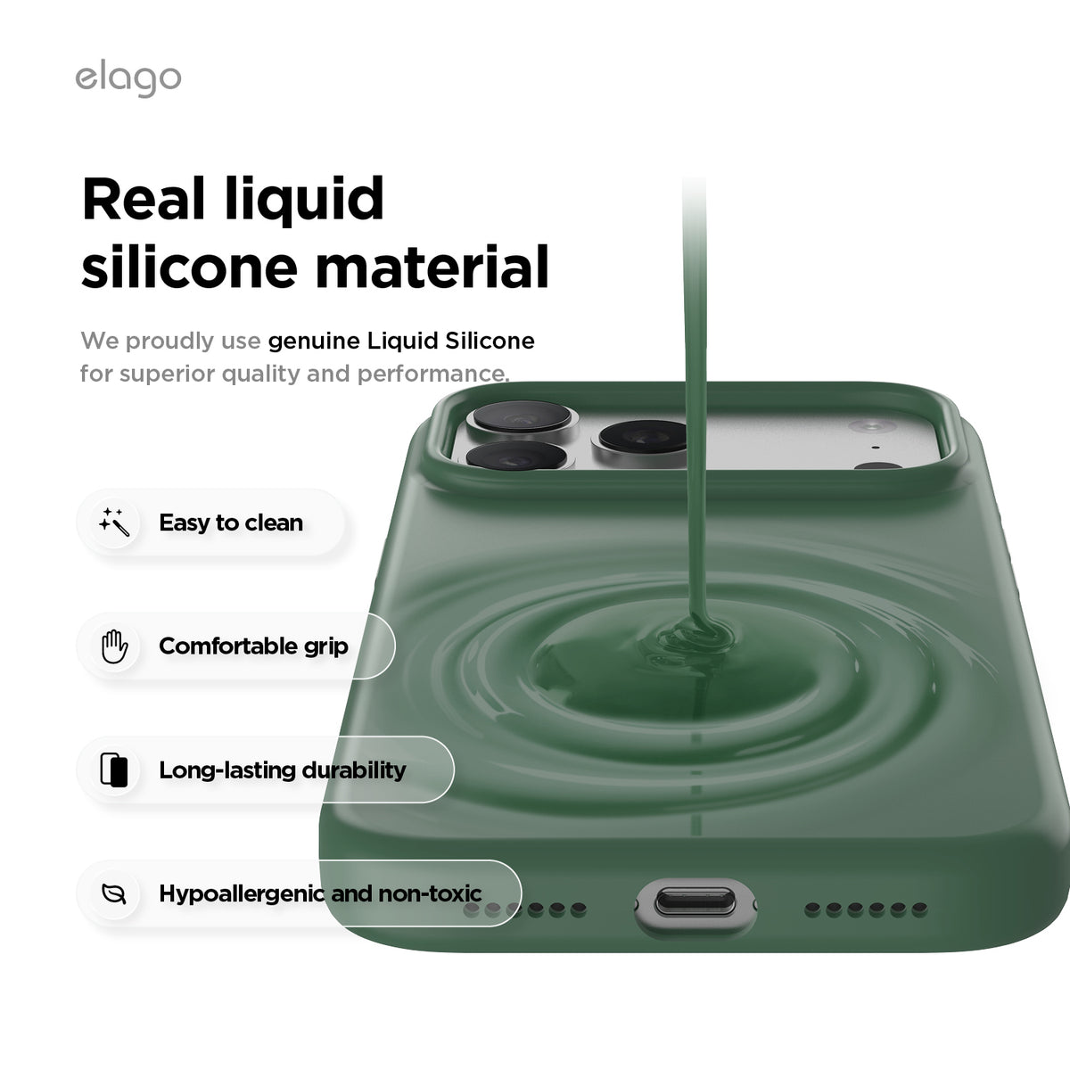 Elago Mag Silicone Case for iPhone 17 Pro Max / iPhone 18 Pro Max - Alpine Green 