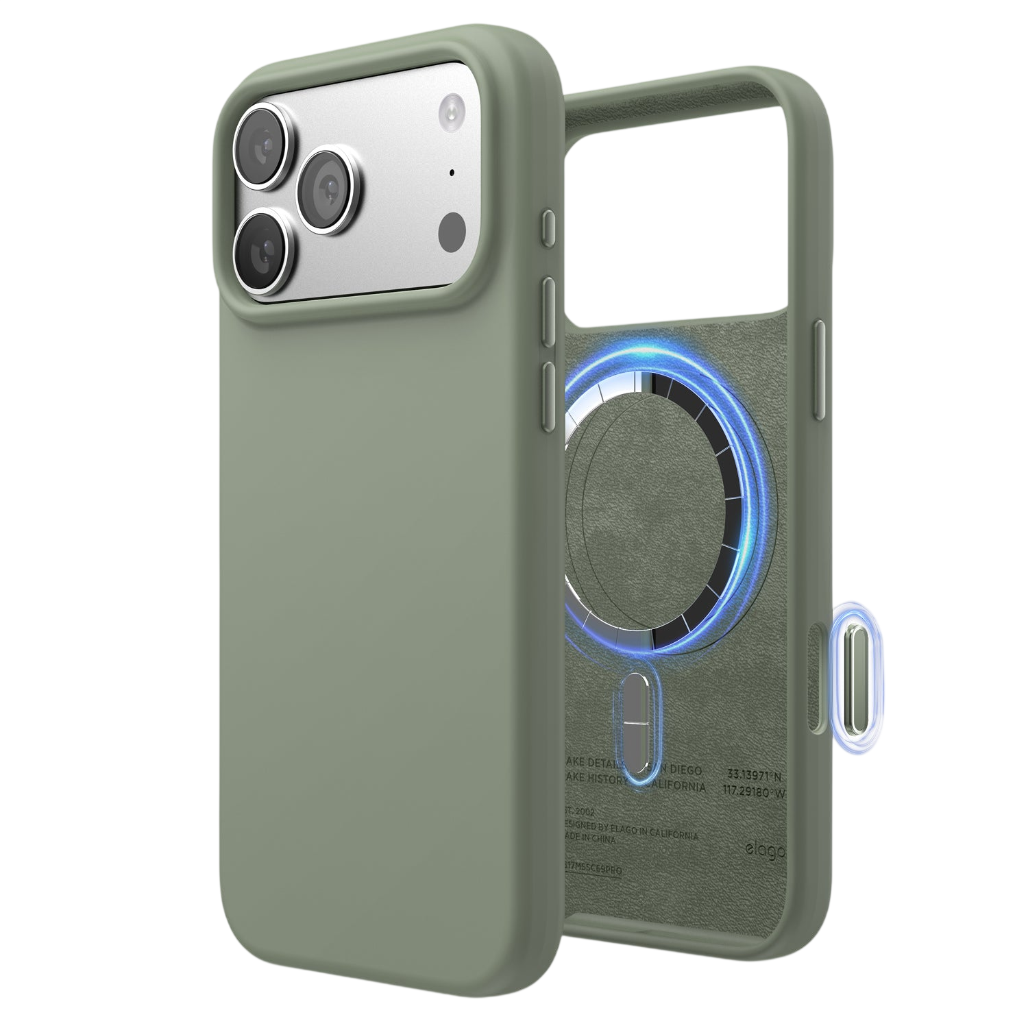 Elago Mag Silicone Case for iPhone 17 Pro Max / iPhone 18 Pro Max - Khaki Green 